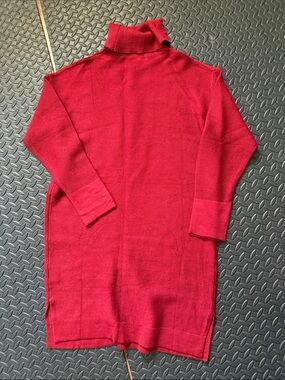 Women's Red Turtleneck Knit Dress - Long Sleeve